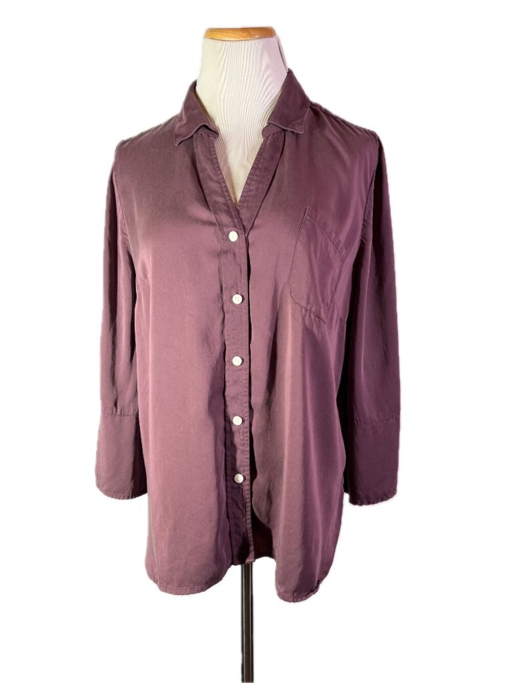 J. Jill Size M Dusty Purple Button-Up Shirt 3/4 Sleeves